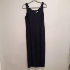 Navy Blue Maxi Dress With Front Slit Size 14